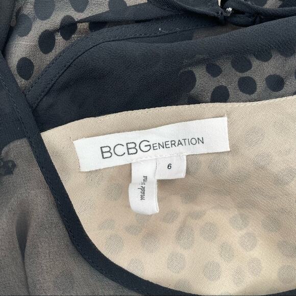 BCBGeneration Dress Chai Combo Polka Dot Dots Mesh Mini Black & Creme Size 6 - Picture 6 of 15